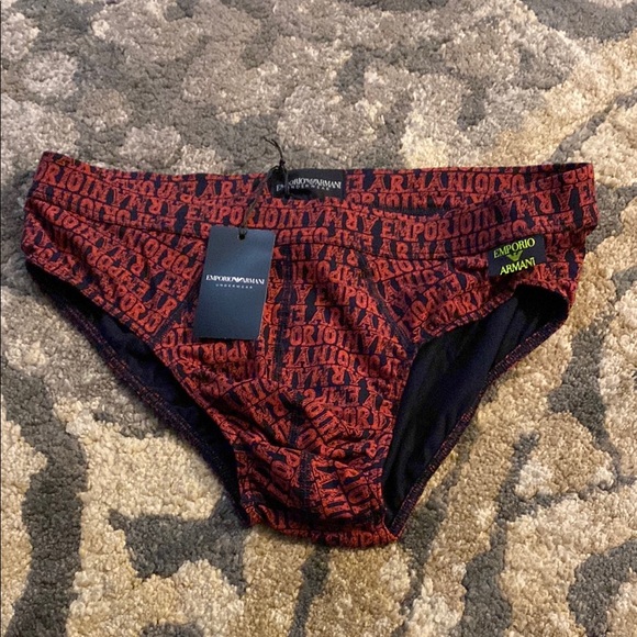 Emporio Armani Red and Black Briefs - Picture 1 of 5
